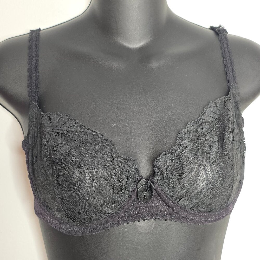 Victoria's Secret Bra 34C Gold Label Vintage Underwire Black‎ Lace Womens USA